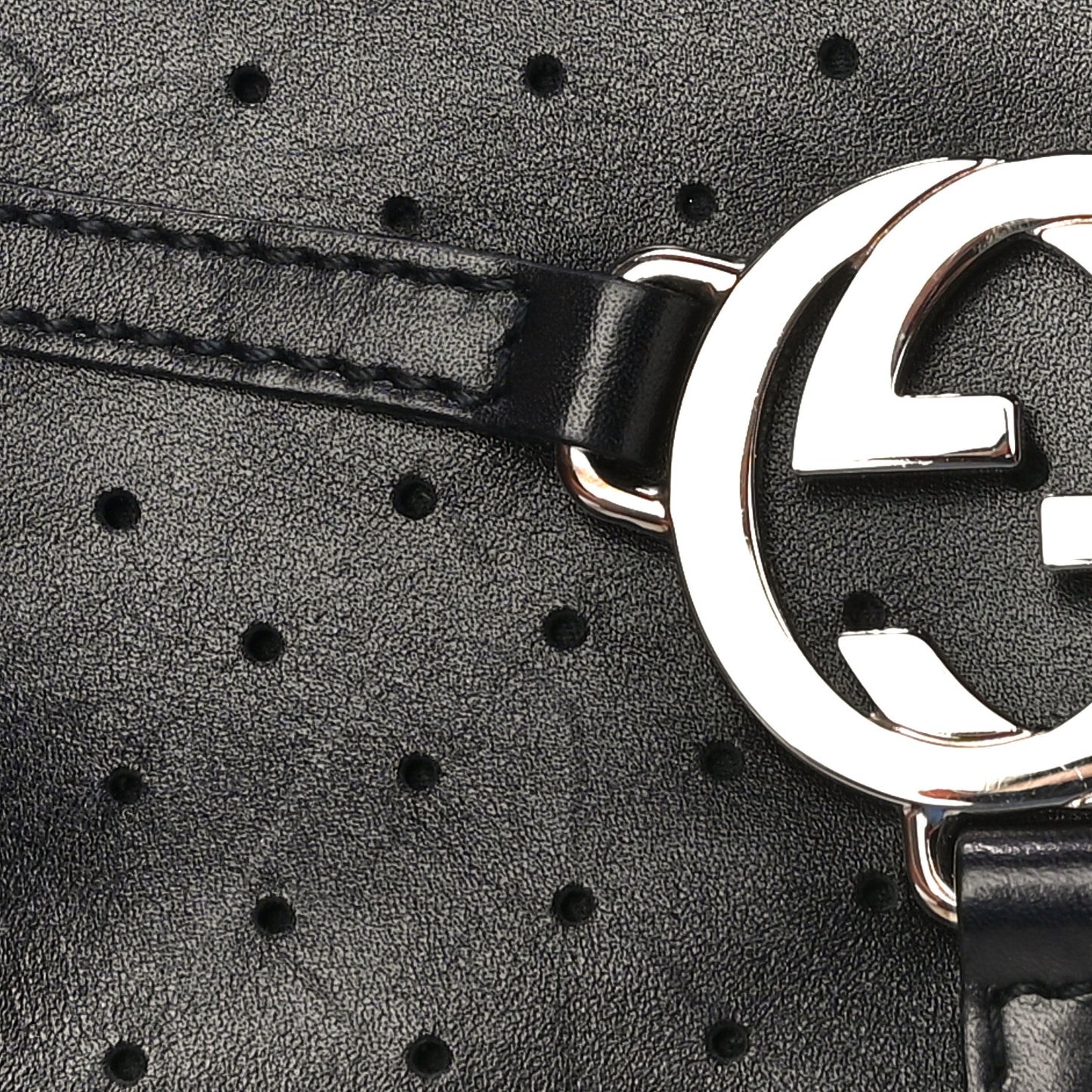 Calfskin Perforated GG Pochette Black