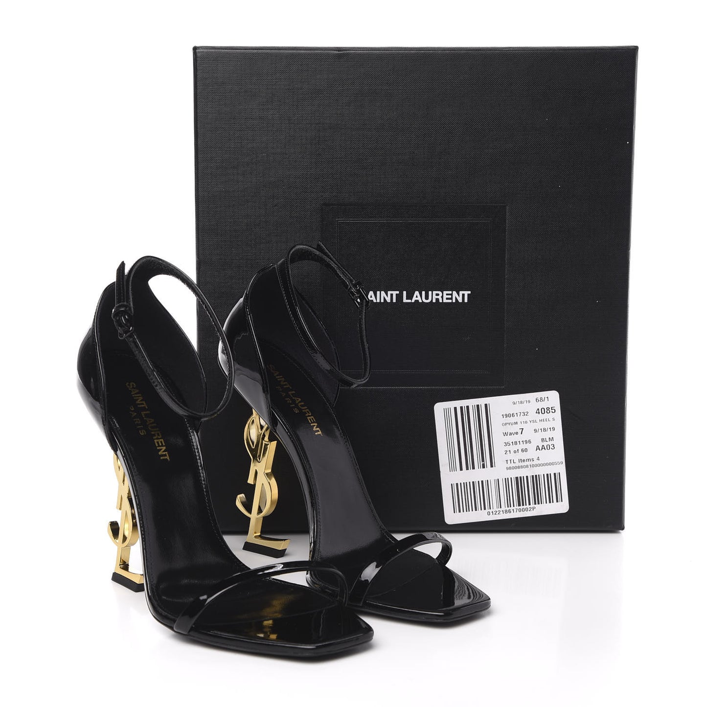 Patent Calfskin Opyum 110 Sandals 39 Black Gold