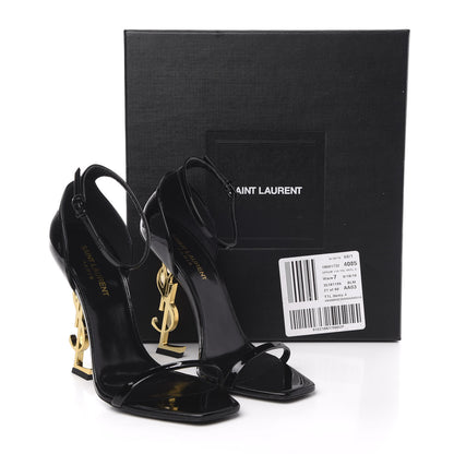 Saint Laurent Patent Calfskin Opyum 110 Sandals 39 Black Gold 9 of 9