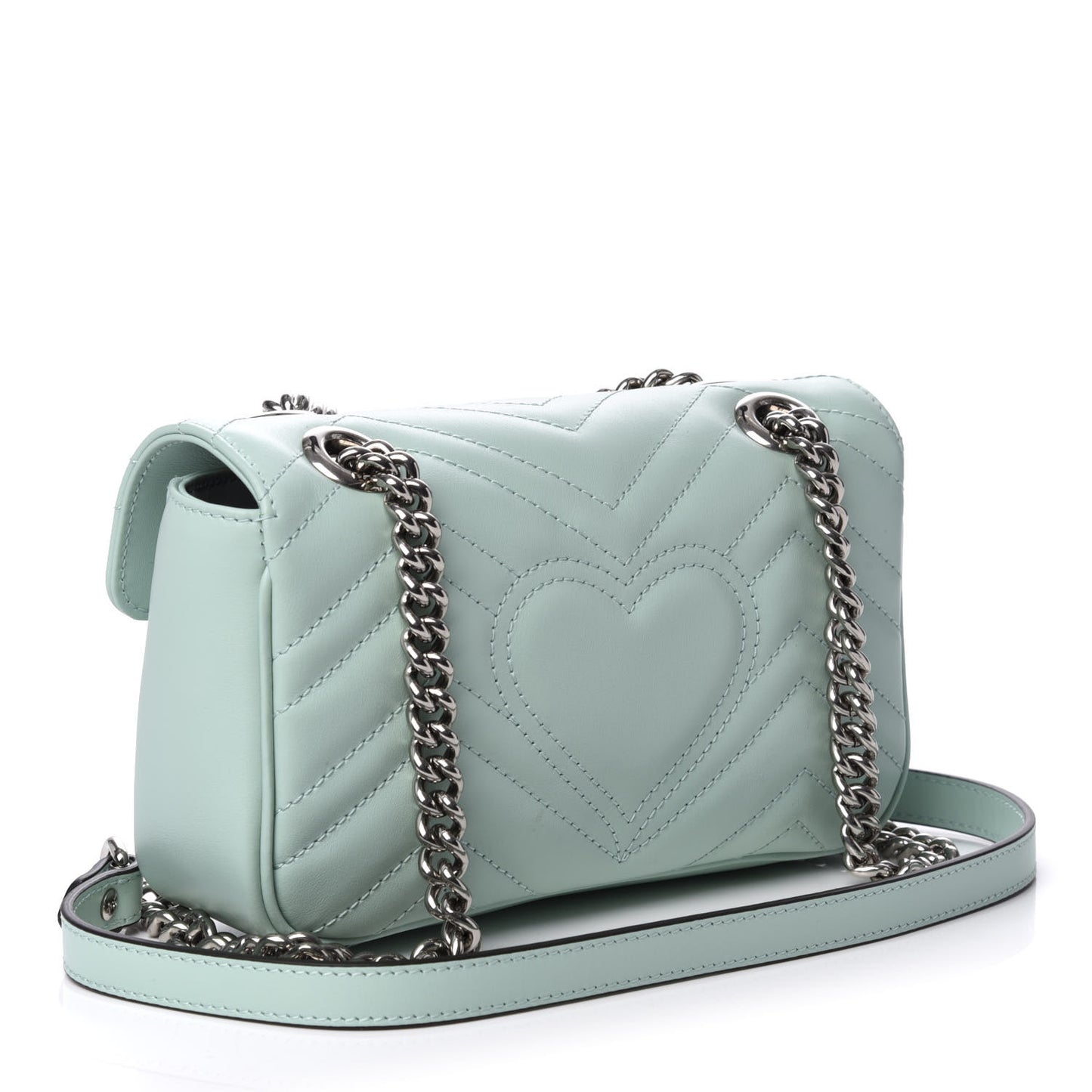 Calfskin Matelasse Mini GG Marmont Shoulder Bag Water Green