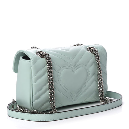 Gucci Calfskin Matelasse Mini GG Marmont Shoulder Bag Water Green 3 of 9
