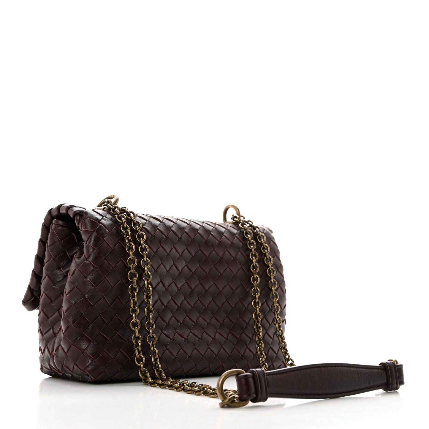 Nappa Intrecciato Baby Olimpia Shoulder Bag Dark Barolo