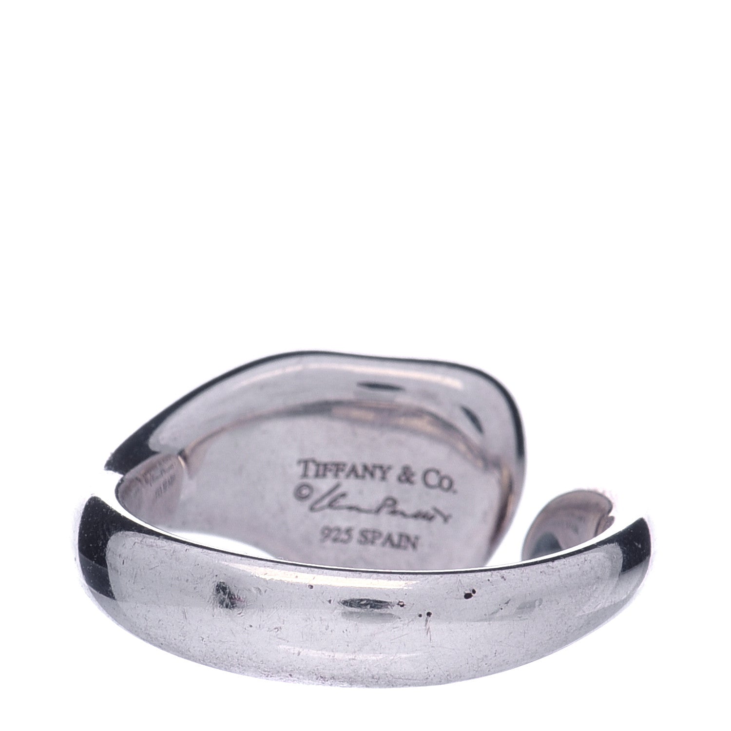 Tiffany Sterling Silver Diamond Elsa Peretti Full Heart Ring 56 7.5 3 of 5