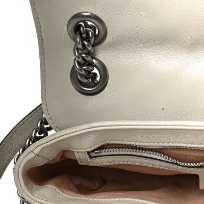 Gucci Vintage Effect Calfskin Matelasse Diagonal Small Torchon GG Marmont Shoulder Bag Blue Agata Mystic White 21 of 21