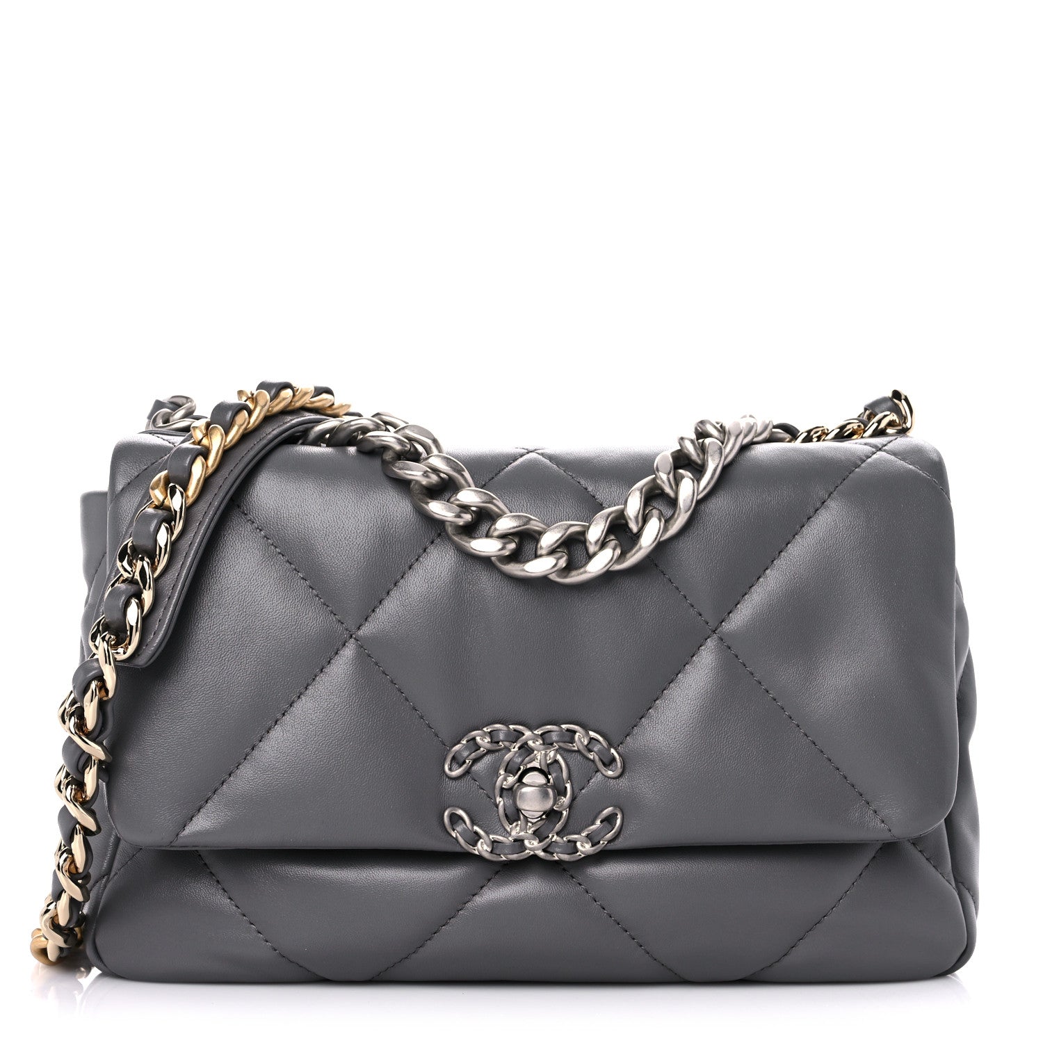 Chanel Lambskin Quilted Medium Chanel 19 Flap Dark Grey 1 of 9