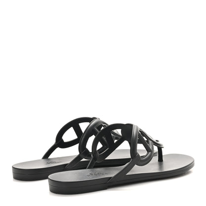 Hermes Rubber Womens Egerie Sandals 38 Black 5 of 9