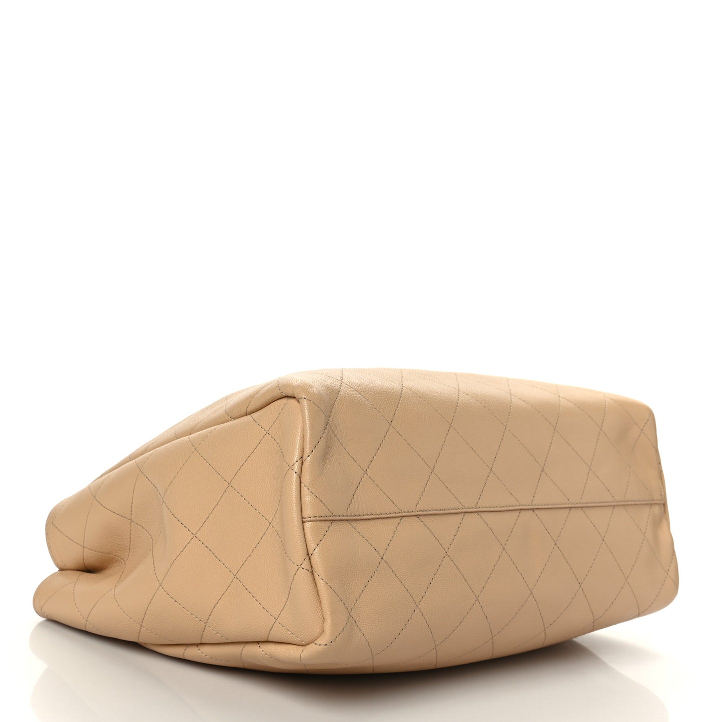 Caviar Stitched Large Shopping Tote Beige