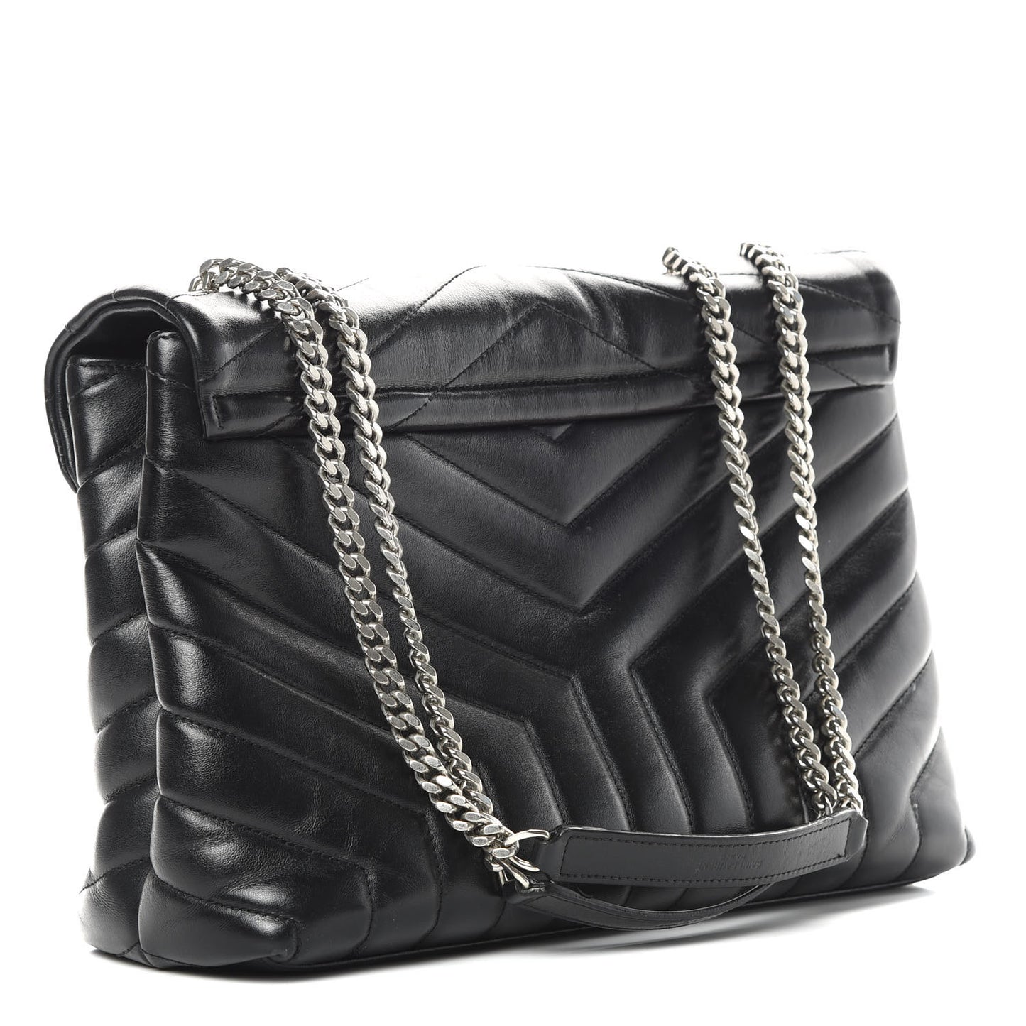 Calfskin Y Quilted Monogram Medium Loulou Chain Satchel Black