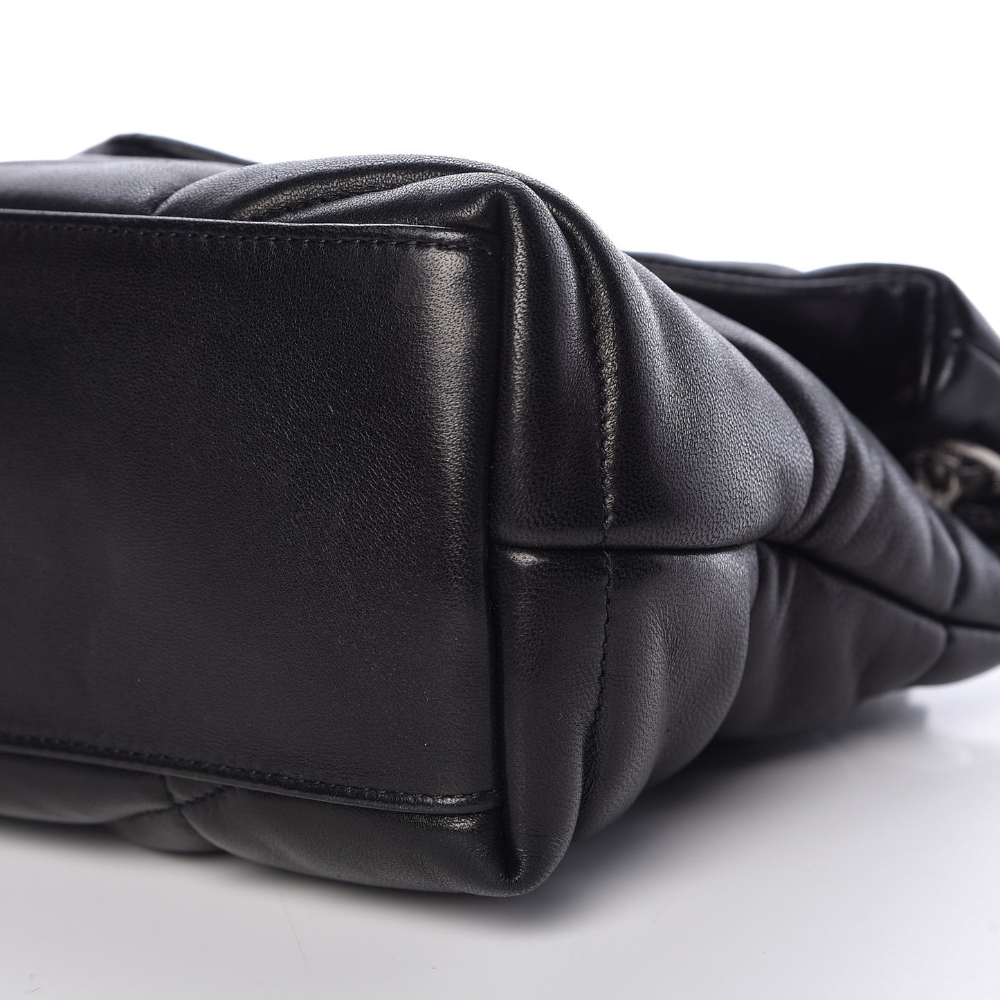 Lambskin Quilted Small Loulou Puffer Monogram Chain Satchel Black