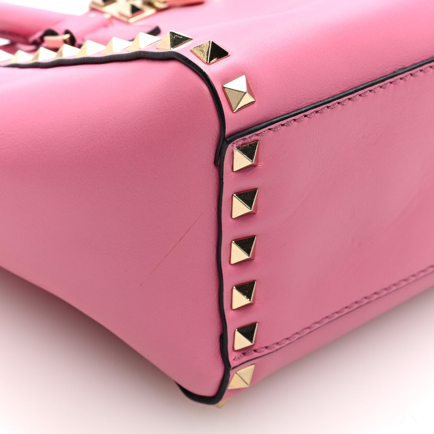 Vitello Mini Rockstud Double Handle Tote Peony