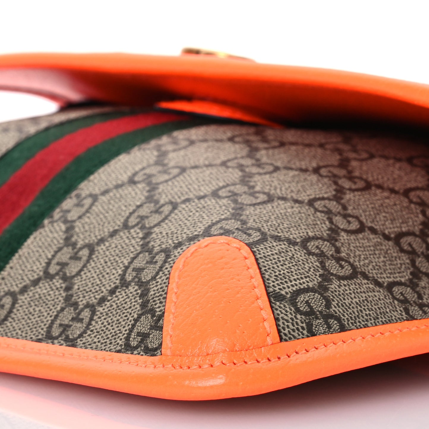 GG Supreme Monogram Web Small Ophidia Belt Bag Beige Ebony Orange