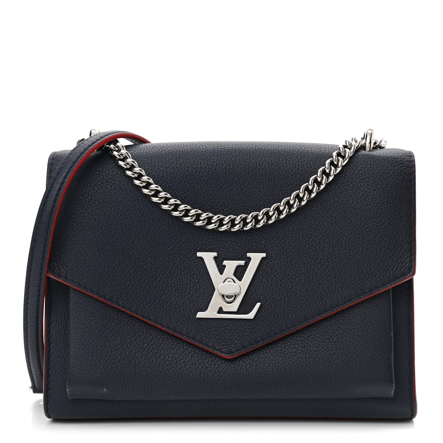 Soft Calfskin Mylockme Chain Bag BB Marine Rouge