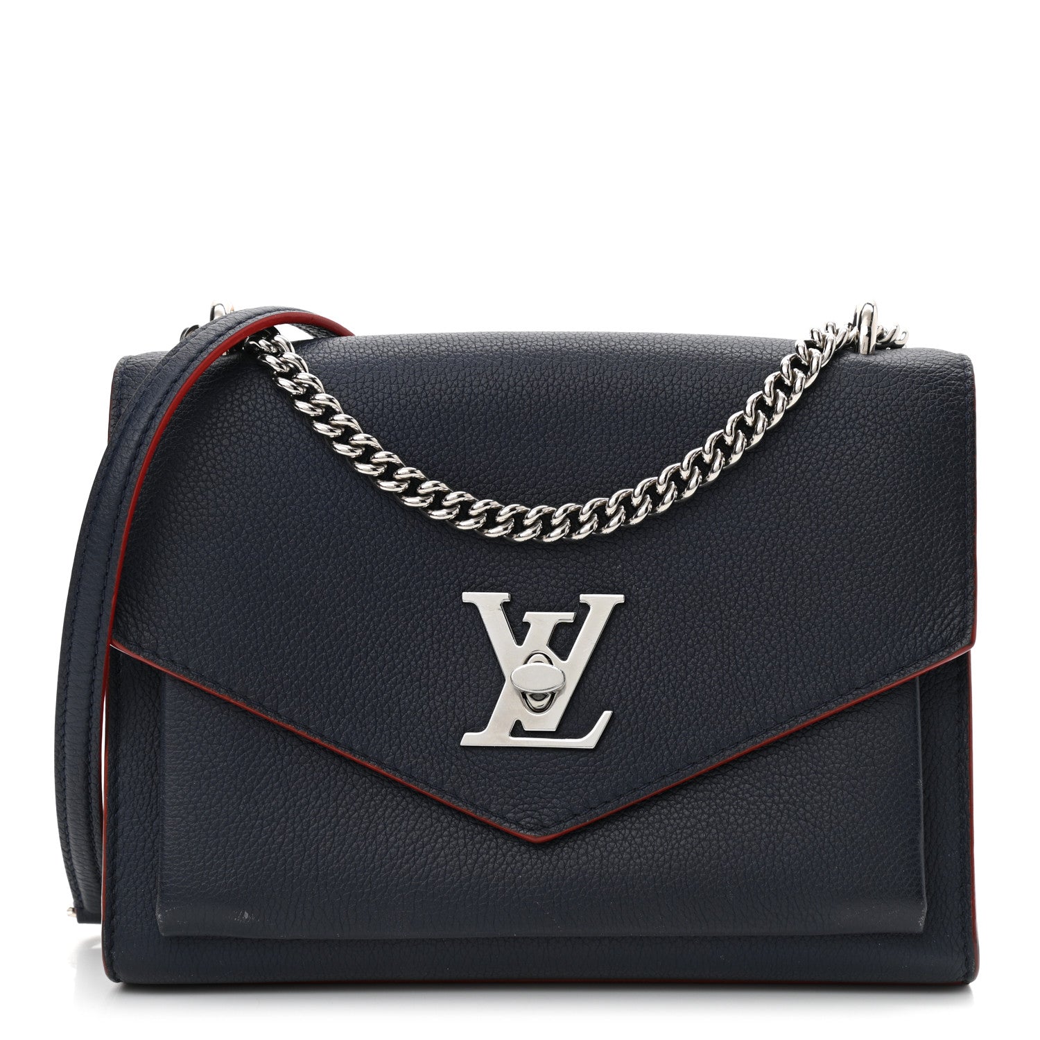 Louis Vuitton Soft Calfskin Mylockme Chain Bag BB Marine Rouge 1 of 10