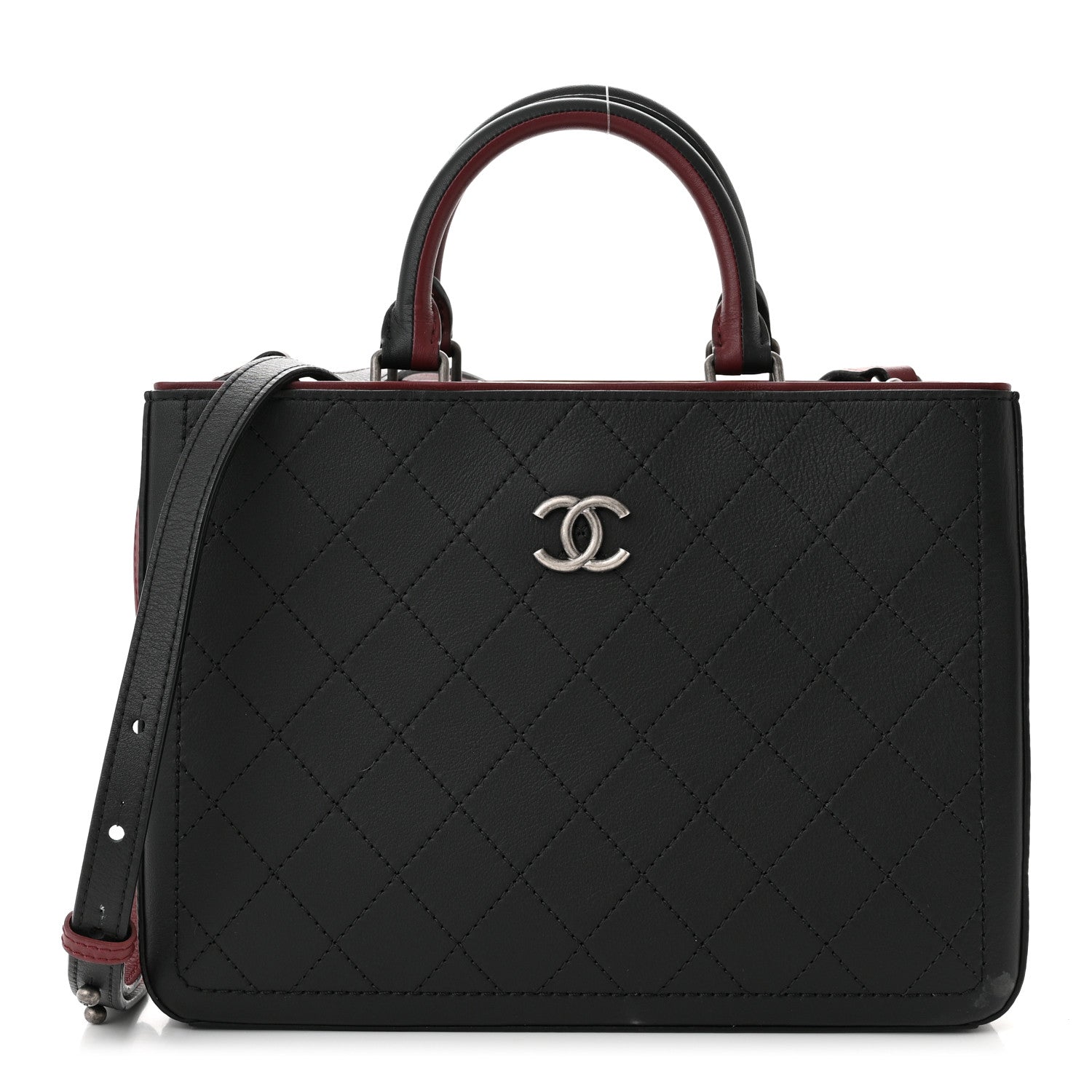 Chanel Bullskin Stitched Bi-Color Medium Shopping Tote Black 1 of 16