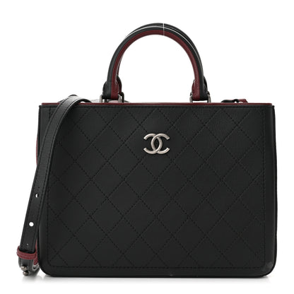 Chanel Bullskin Stitched Bi-Color Medium Shopping Tote Black 1 of 16