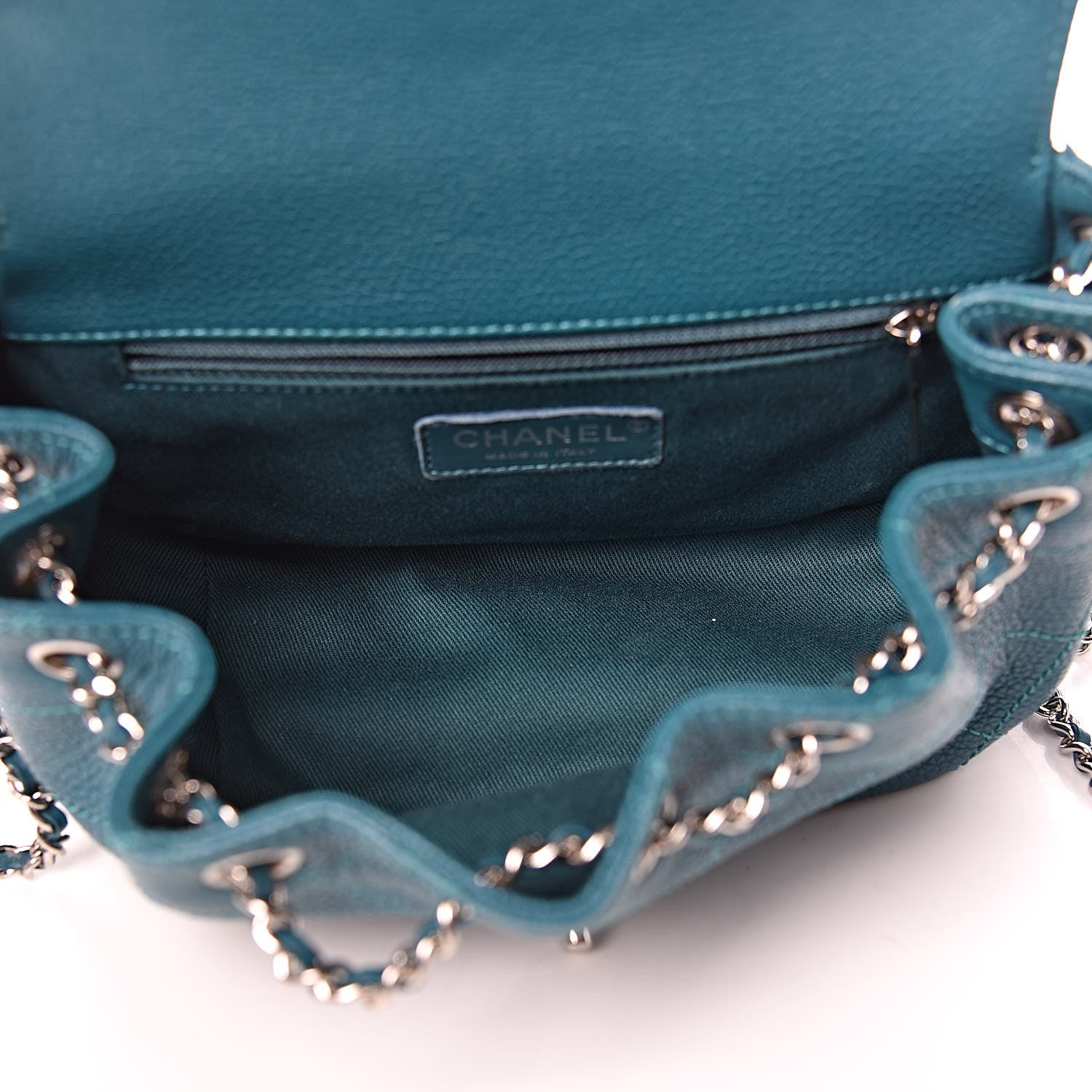 Chanel Grained Calfskin Stitched Messenger Flap Bag Teal 5 of 9