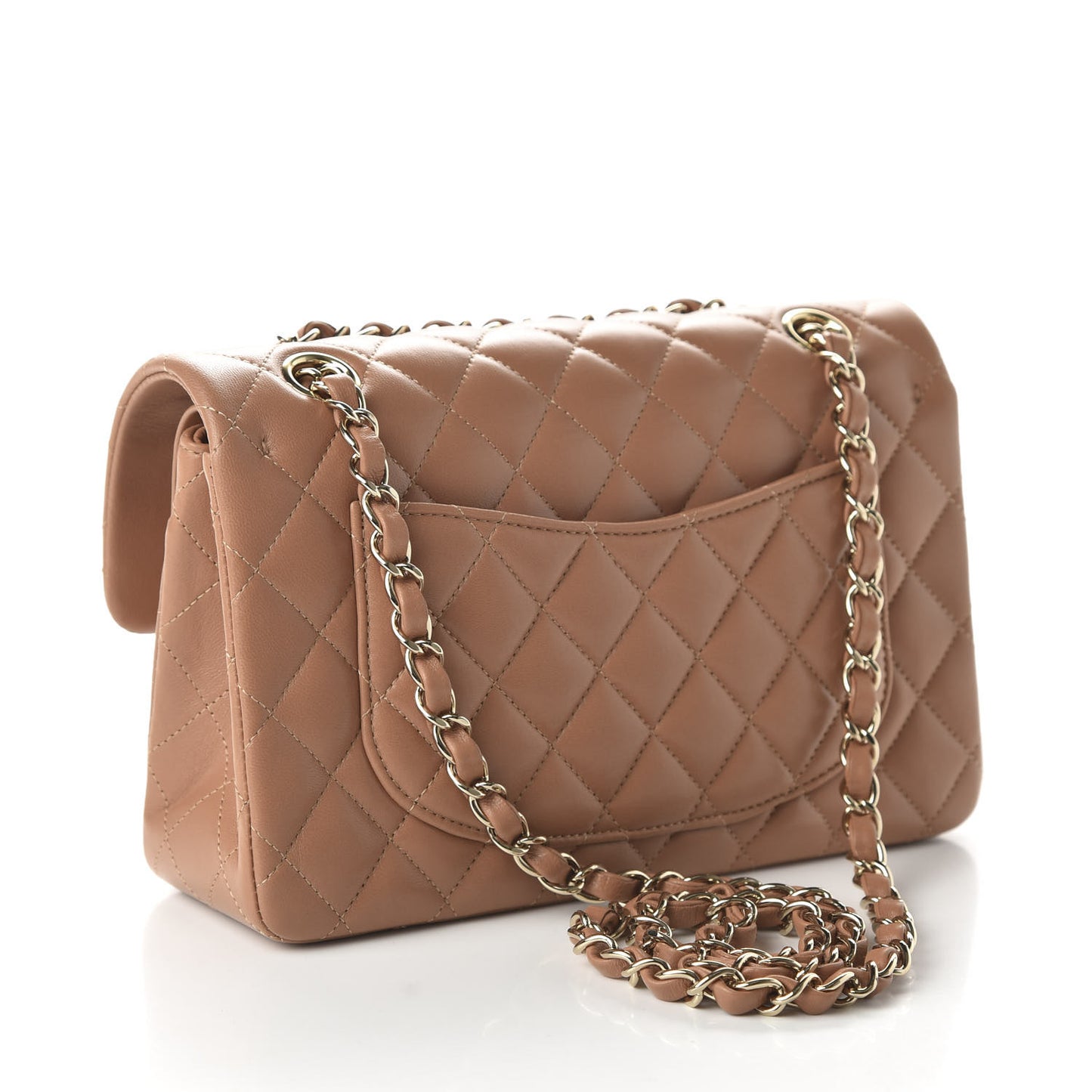 Lambskin Quilted Small Double Flap Brown