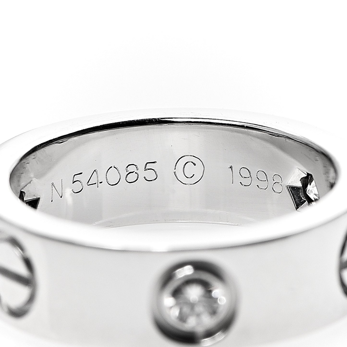18K White Gold 3 Diamond 5.5mm LOVE Ring 47 4.25