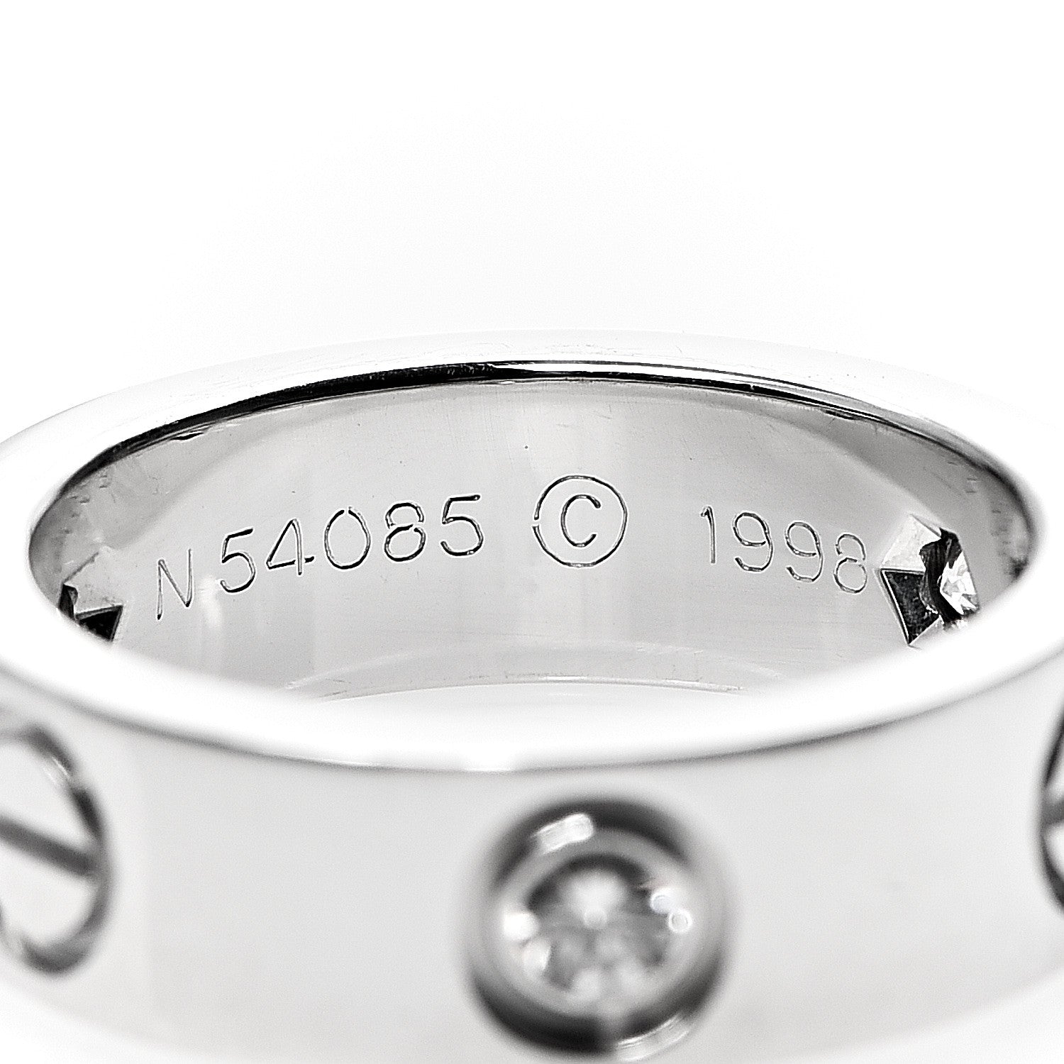 Cartier 18K White Gold 3 Diamond 5.5mm LOVE Ring 47 4.25 3 of 4