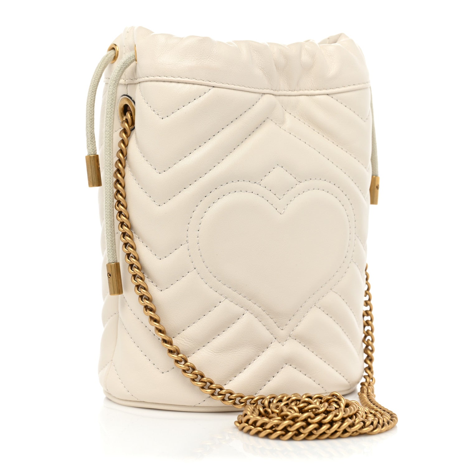 Gucci Calfskin Matelasse Mini GG Marmont 2.0 Bucket Bag White 3 of 10