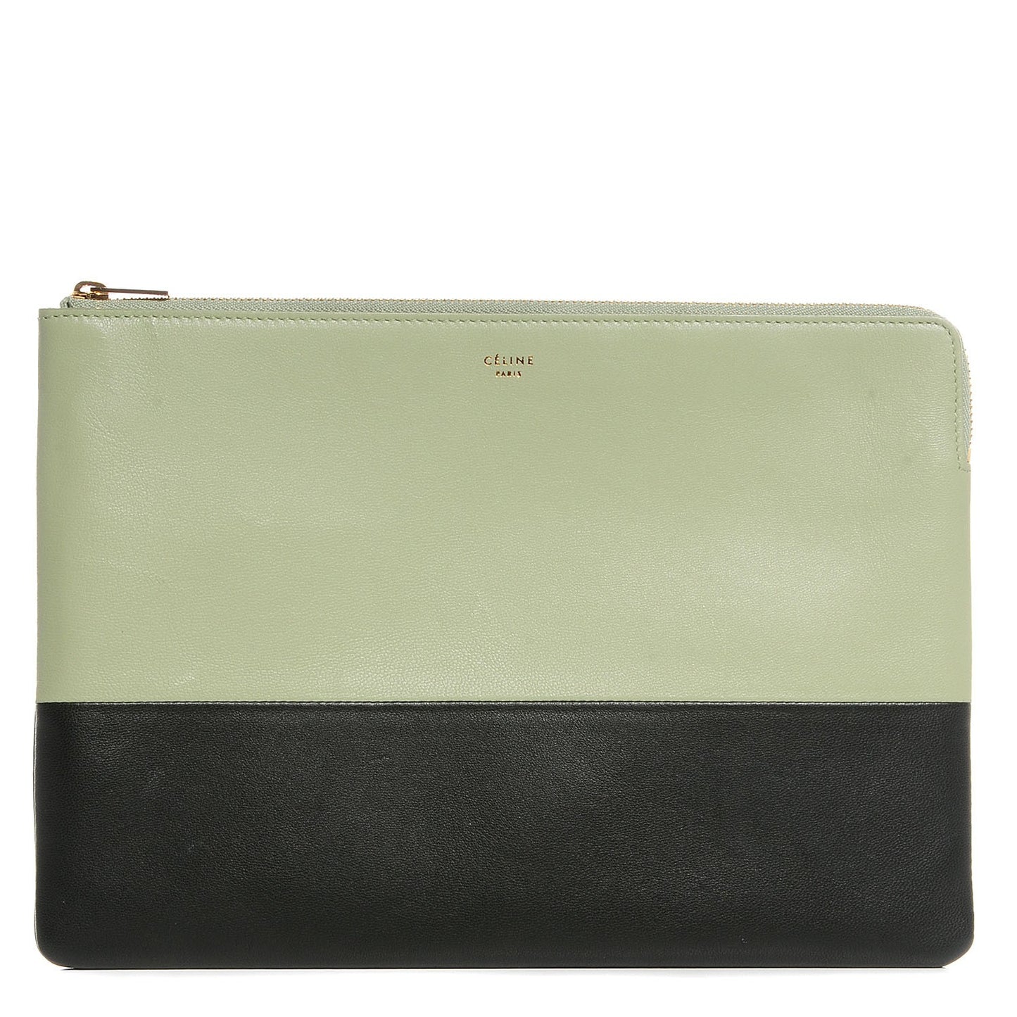 Lambskin Bi-Color Solo Clutch Pouch Pistachio Black