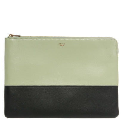 Celine Lambskin Bi-Color Solo Clutch Pouch Pistachio Black 1 of 8