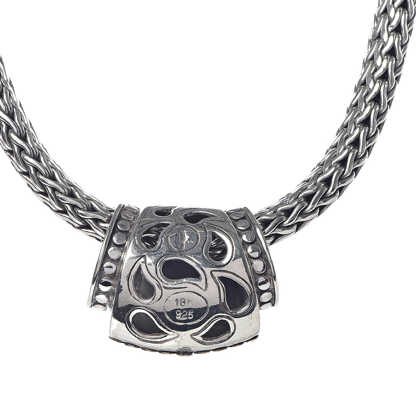 Sterling Silver 18K Yellow Gold Dot Slide Pendant Necklace
