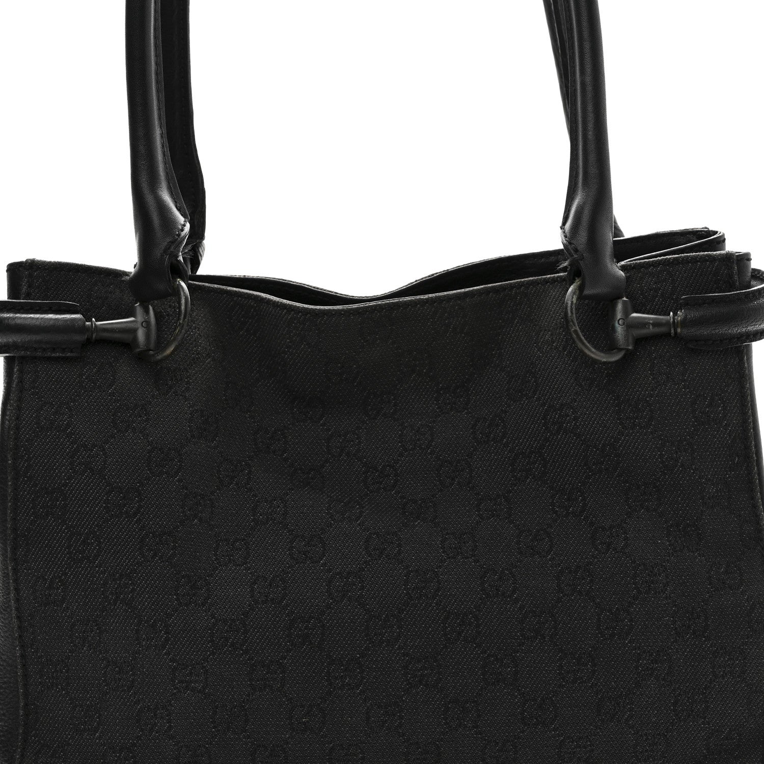 Gucci Monogram Denim GG Shoulder Bag Black 8 of 12
