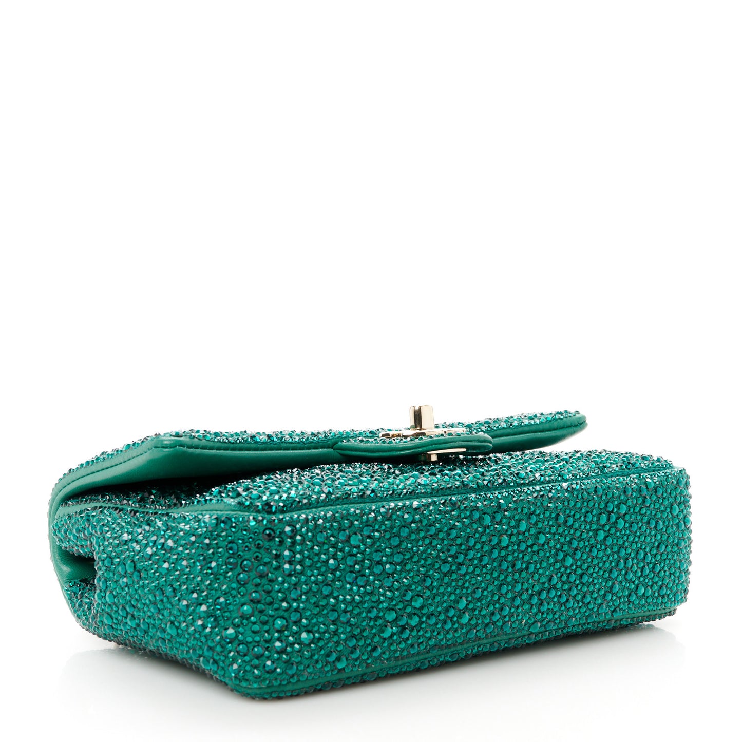 Lambskin Crystal Diamante Small Flap Green
