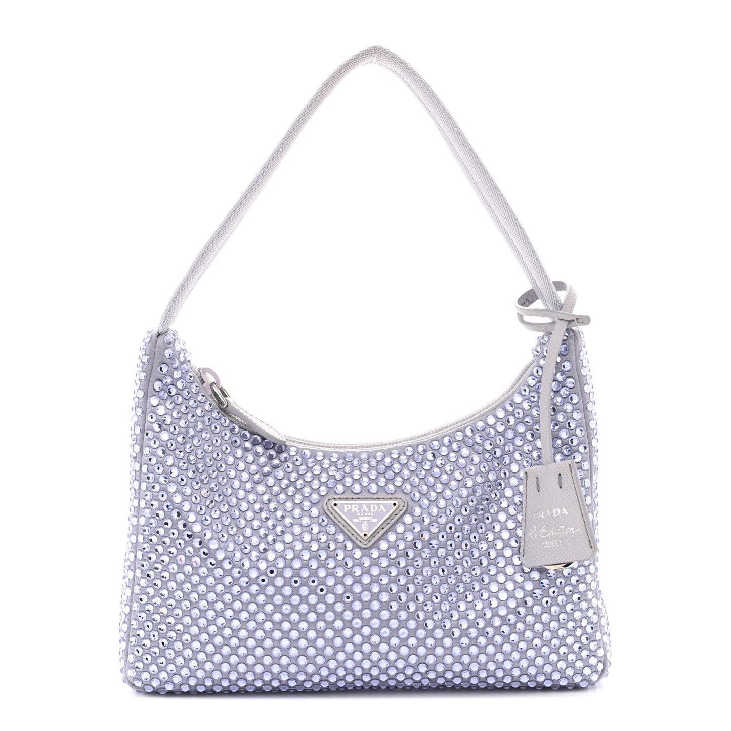 Satin Crystal Mini Re-Edition 2000 Bag Glicine
