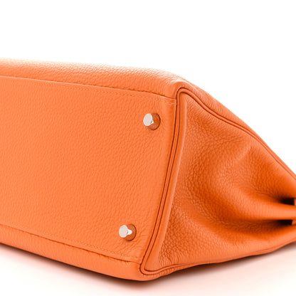 Hermes Taurillon Clemence Kelly Retourne 35 Orange 10 of 12