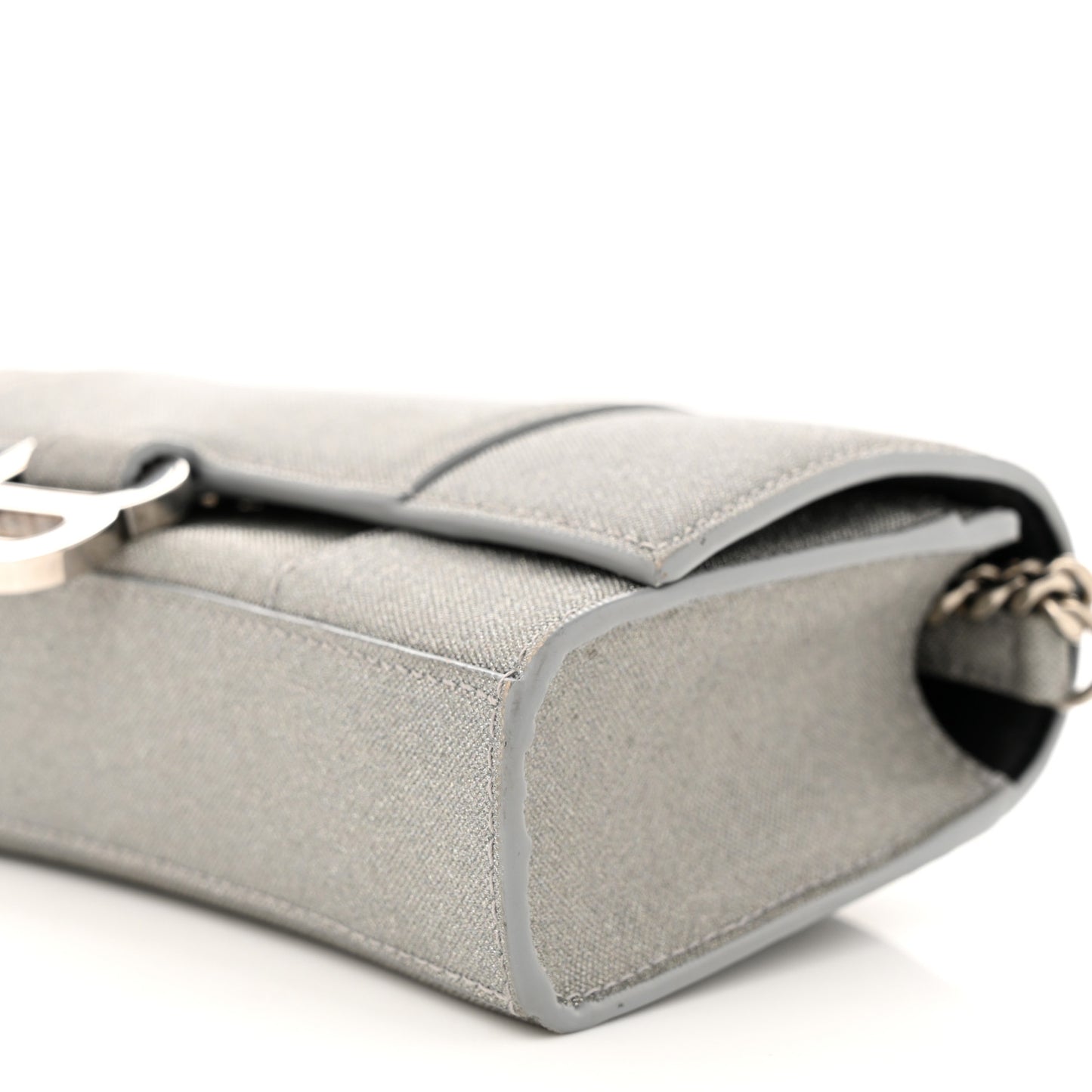 Glitter Fabric Hourglass Chain Bag Grey