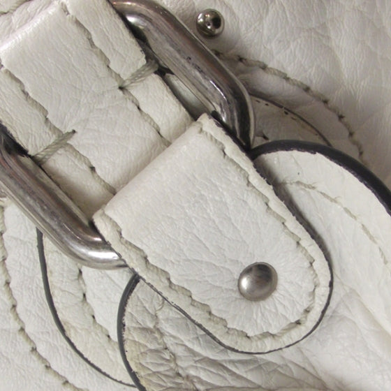 Leather Paddington Satchel Blanc
