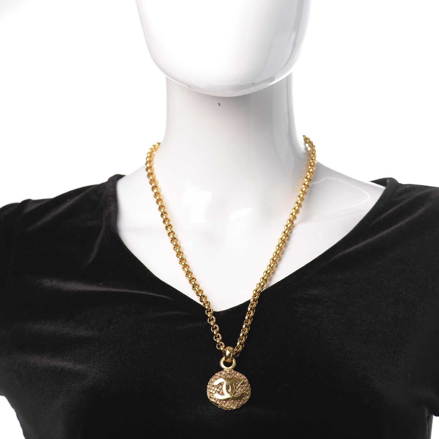 Chanel CC Medallion Chain Necklace Gold 2 of 4