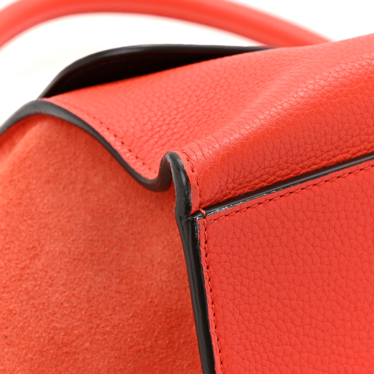Celine Drummed Calfskin Suede Medium Trapeze Vermillion 14 of 17