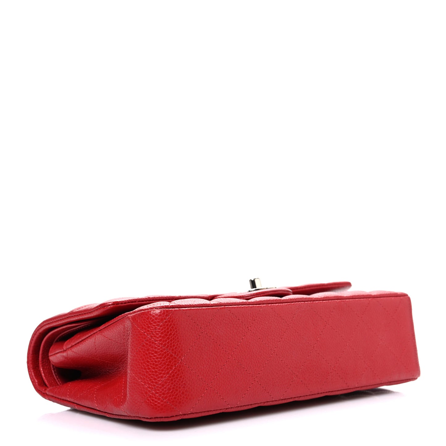 Caviar Quilted Medium Double Flap Red