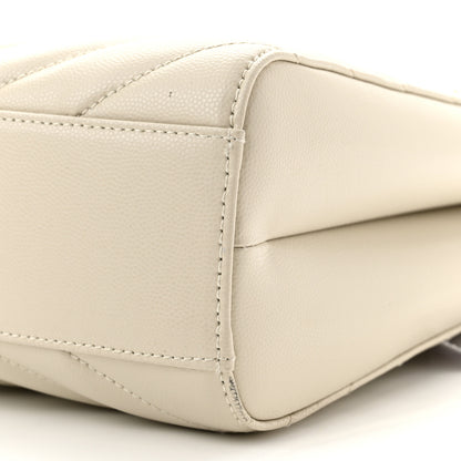 Saint Laurent Grain De Poudre Matelasse Chevron Medium Tribeca Shopping Bag Crema Soft 10 of 10