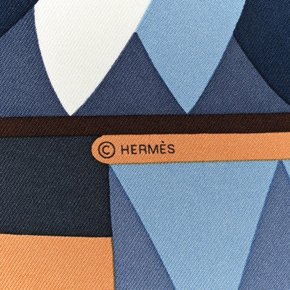 Hermes Silk Parade En Fanfare Detail Scarf 45 Bleu Ardoise Vert 4 of 4