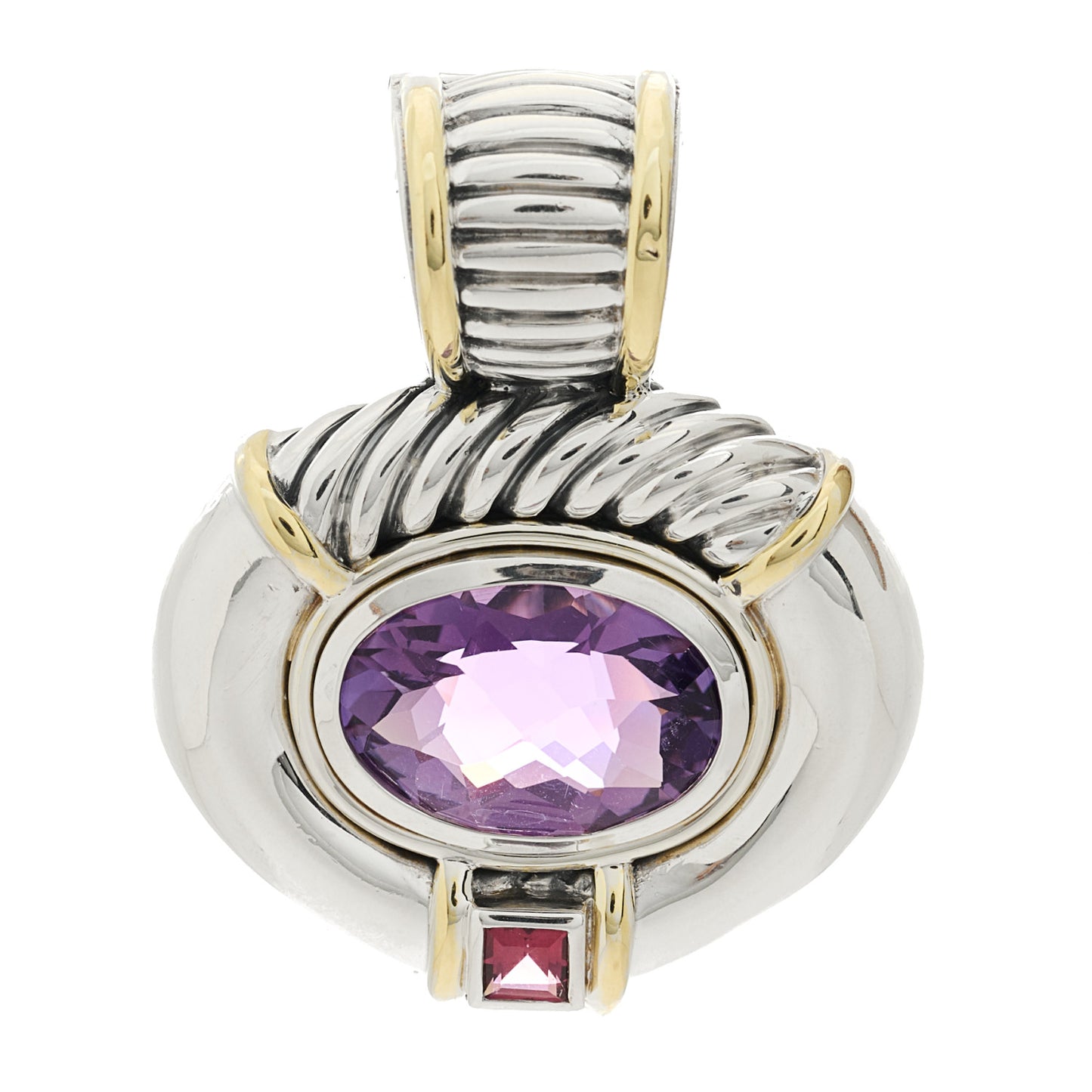 Sterling Silver 14K Yellow Gold Amethyst Garnet Pendant
