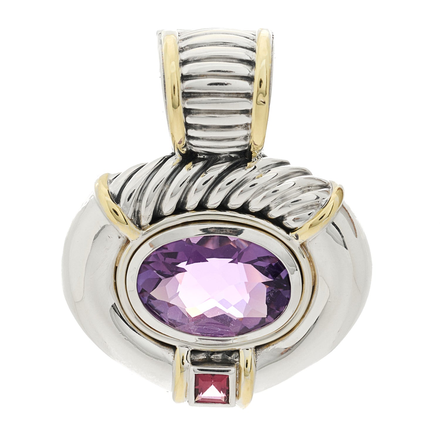 David Yurman Sterling Silver 14K Yellow Gold Amethyst Garnet Pendant 1 of 5