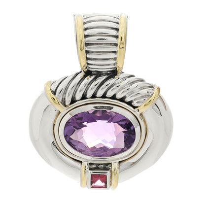 David Yurman Sterling Silver 14K Yellow Gold Amethyst Garnet Pendant 1 of 5