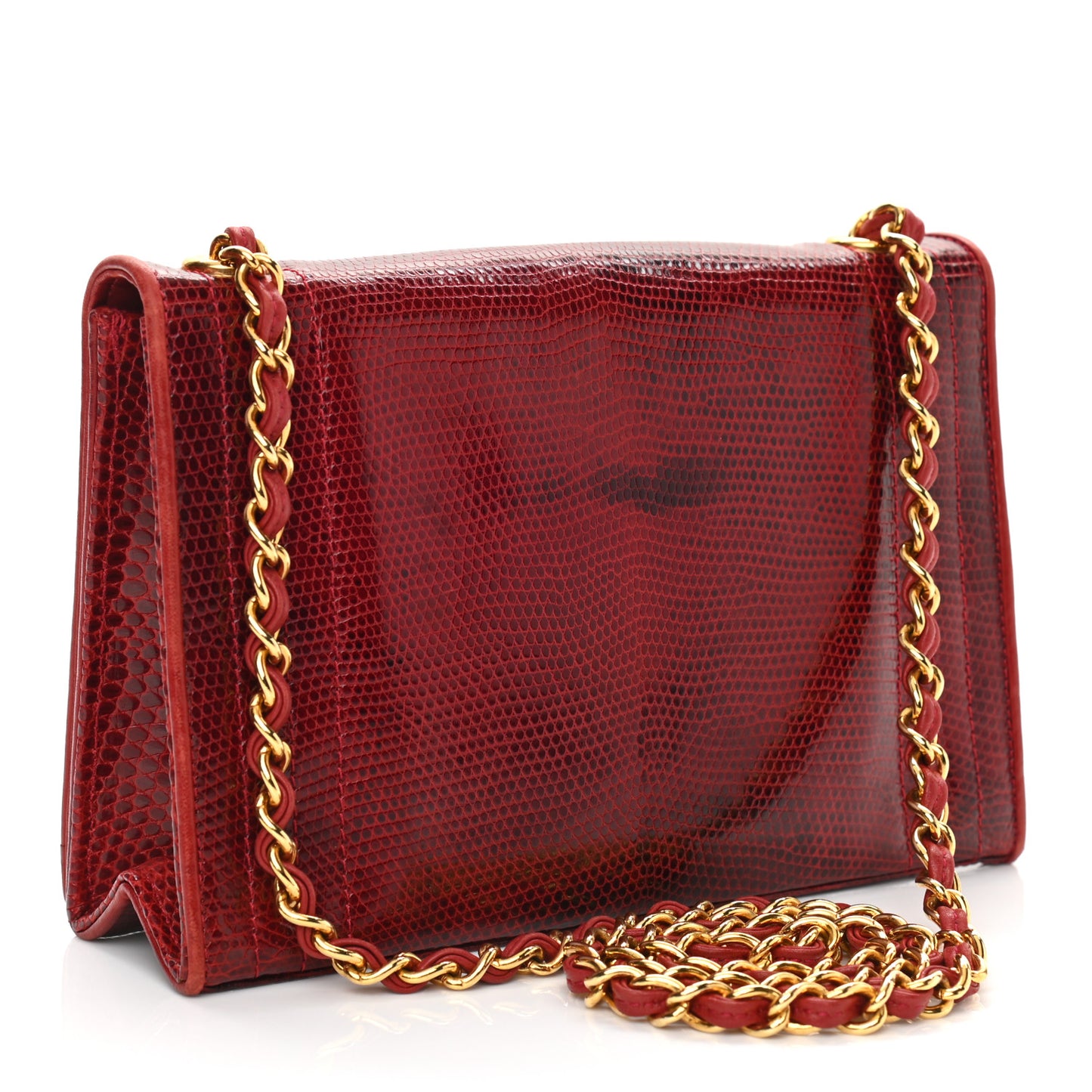 Lizard CC Mini Flap Bag Red