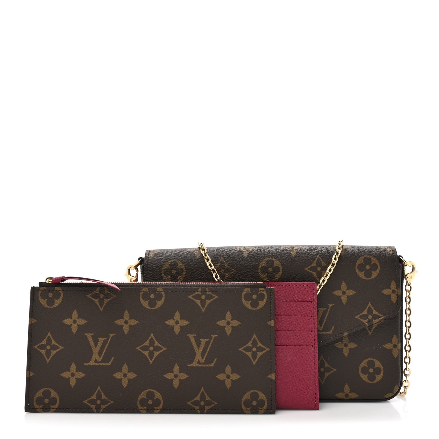 Monogram Pochette Felicie Chain Wallet Fuchsia