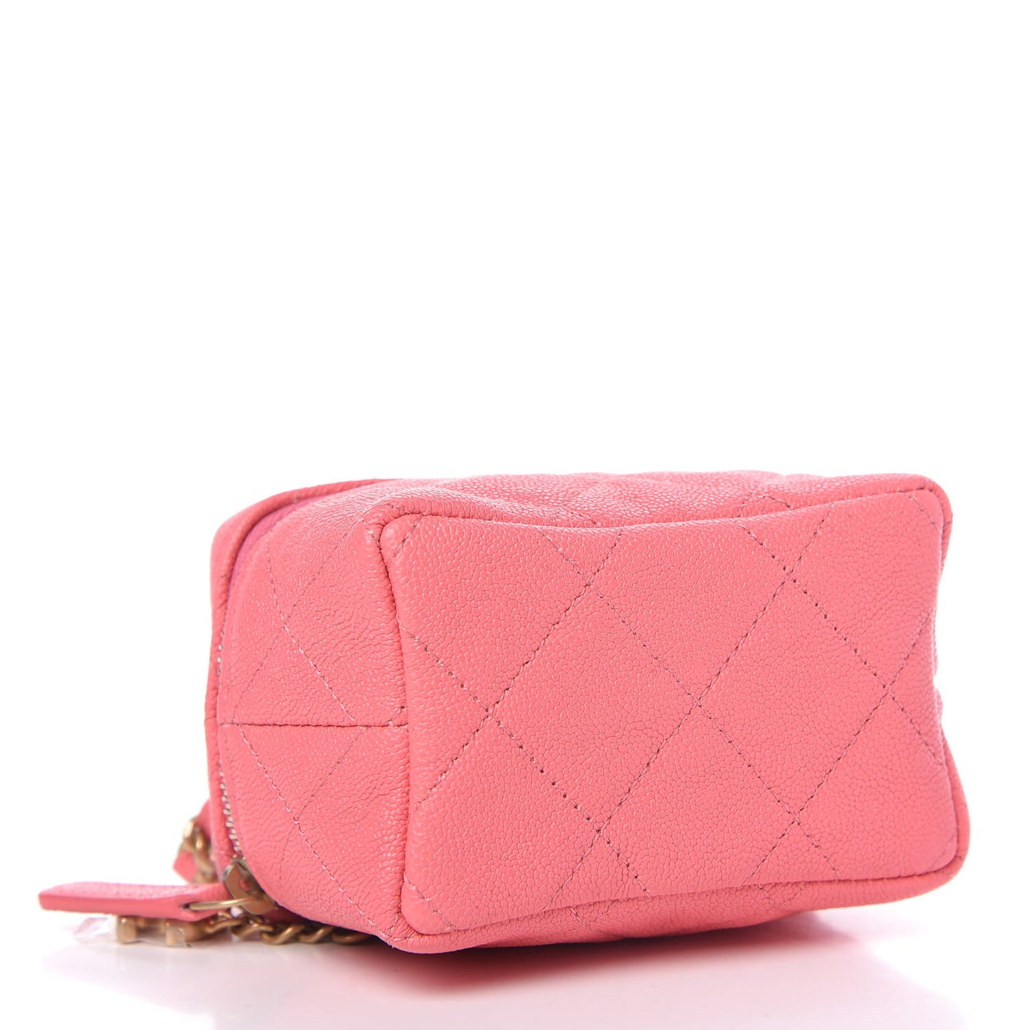 Caviar Quilted Mini Top Handle Vanity With Chain Pink