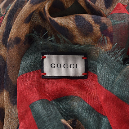 Gucci Modal Silk Leopard Web Print Web Scarf 3 of 4