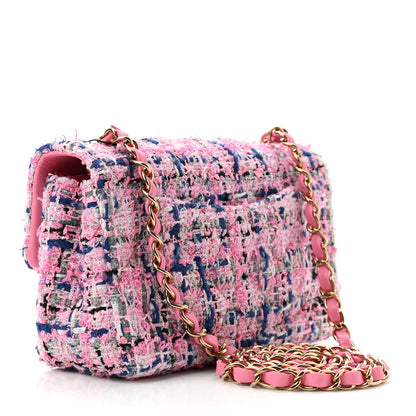 Chanel Tweed Quilted Mini Rectangular Flap Pink Multicolor 3 of 11