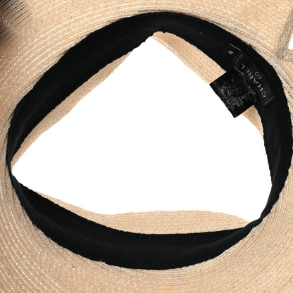 Chanel Straw Tweed Wide Brim Visor M Beige White 7 of 10