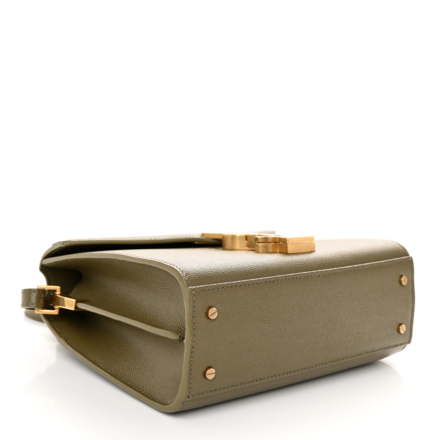 Saint Laurent Grain de Poudre Mini Classic Monogram Cassandra Top Handle Olive 4 of 9