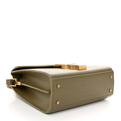 Saint Laurent Grain de Poudre Mini Classic Monogram Cassandra Top Handle Olive 4 of 9