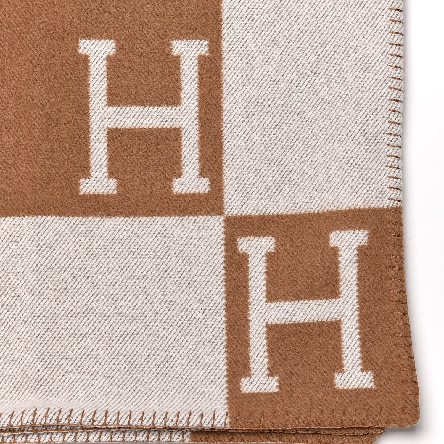Hermes Wool Cashmere Avalon Blanket Ecru Camel 4 of 5